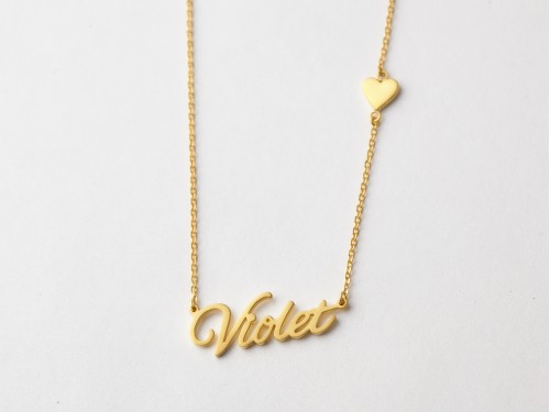 Personalized Name Necklace with Heart Charm