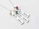 Bar Name Necklace With Birth Flower And Birthstone