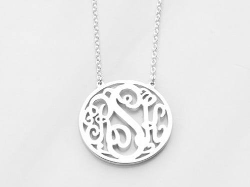 Cut-out Circle Monogram Necklace