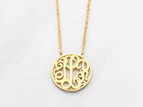 Dainty Cut-out Circle Monogram Necklace
