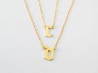 Gothic Initial Necklace (Duo Set)