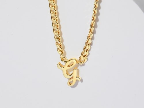 Custom Initial Necklace - Curb Chain