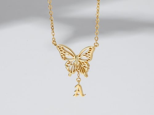 Initial Butterfly Necklace