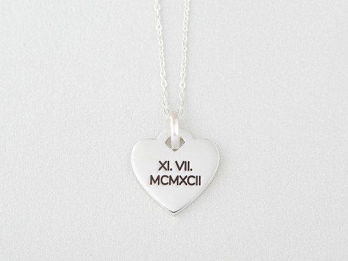Roman Numeral Heart Necklace