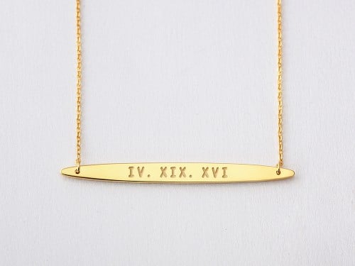 Bar Necklace with Roman Numerals