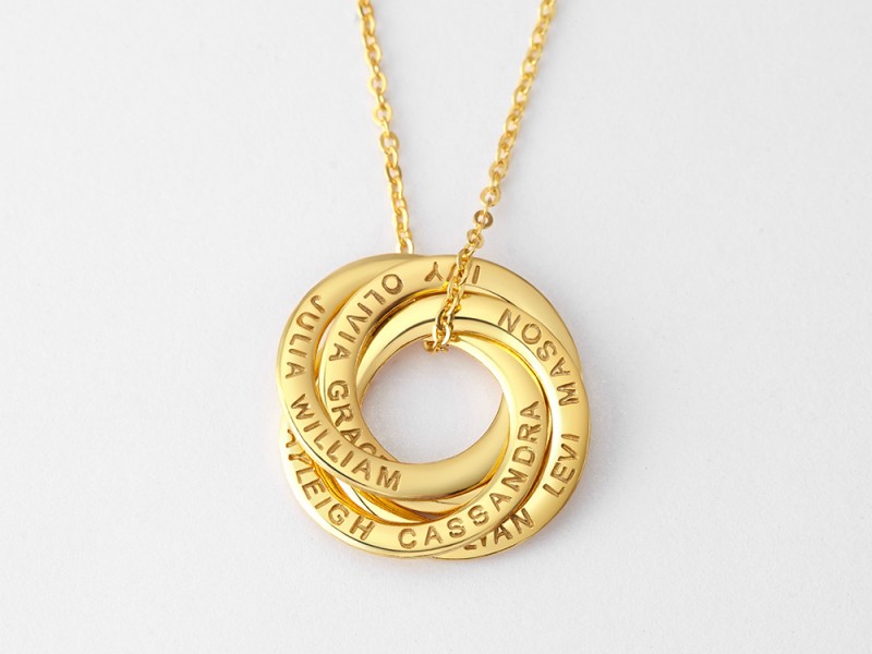 Mother's Necklace with Kids' Names - 4 Rings | Centime Gift