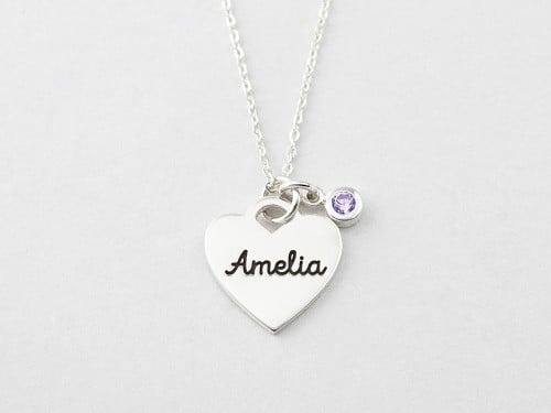 New Mom Necklace with Birthstone Charm
