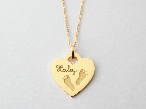 Necklace for New Mom with Footprint
