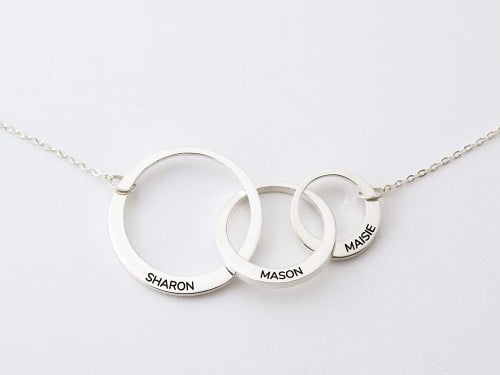 Mom And Child Circle Necklace - 2 kids