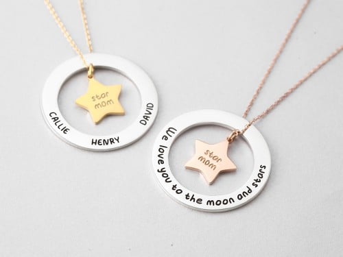 Star Mom Necklace with Eternity Ring