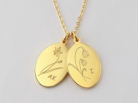 Birth Month Flower Necklace For Mom - Oval