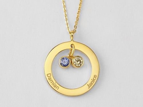 Kids Name Necklace With Birthstones