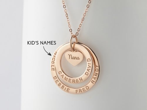 Engraved Couple Birthstone Necklace - Rose Gold Plated | My Name Necklace  Canada