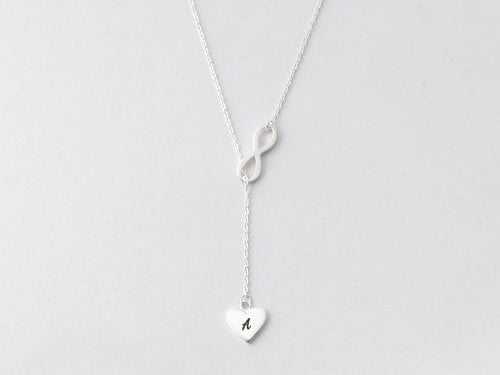 Heart and Infinity Necklace with Initial Charm