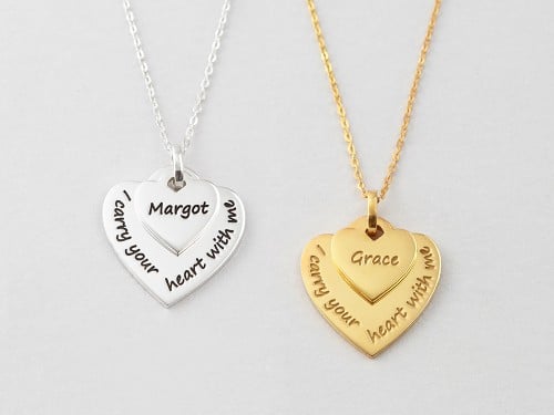 Handstamped Mum Gift, Mum Daughter Matching, Mum 2 Daughters Necklace set,  Custom Family Necklace for birthday -