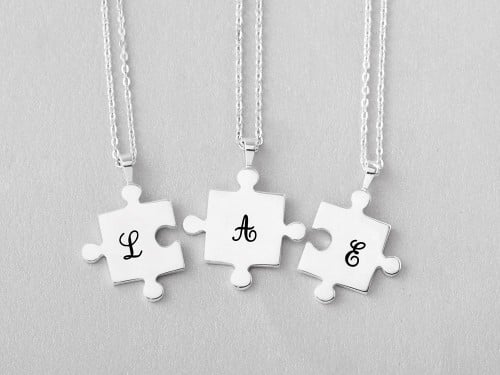 Necklaces for Mother and Daughters - Puzzle Piece Set of 3