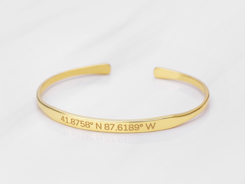 Slim Tapered Coordinates Bracelet Cuff | Centime Gift