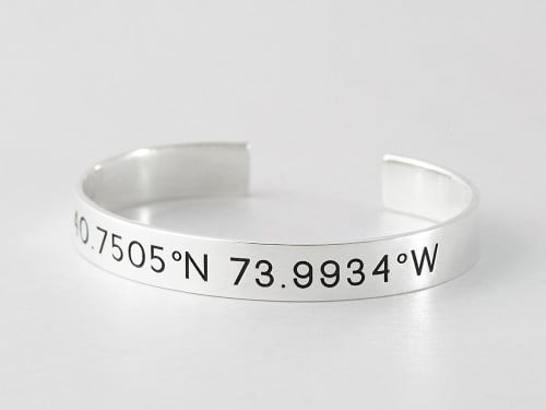 Sterling Silver Bracelet Made to Order GPS Bracelet Coordinates Bracelet Latitude Longitude Bracelet 