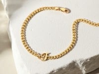 Custom Initial Bracelet - Curb Chain