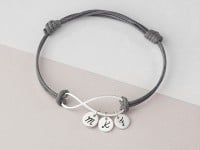 Mom Bracelet with Kids' Initials - Leather Cord