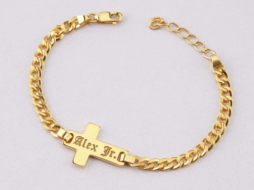 Liberty children's baptism bracelet with personalised engraved silver cloud  medallion 20x14mm | HappyBulle