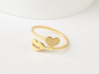 Double Heart Fingerprint Ring