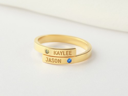 Wrap Ring With Names and Birthstones