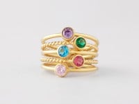 Stackable Birthstone Rings for Mom - Set 1-5 rings