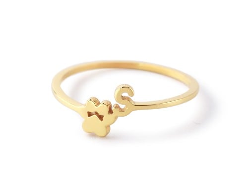 Dog Paw Ring With Initial