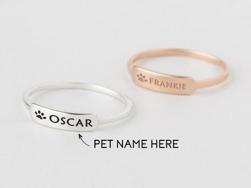 Pawprint Pet Name Ring - Set 1-3 rings