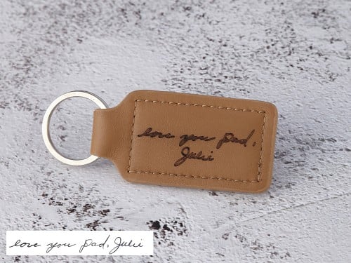 Handwriting Keychain for Guys - Stiched Leather