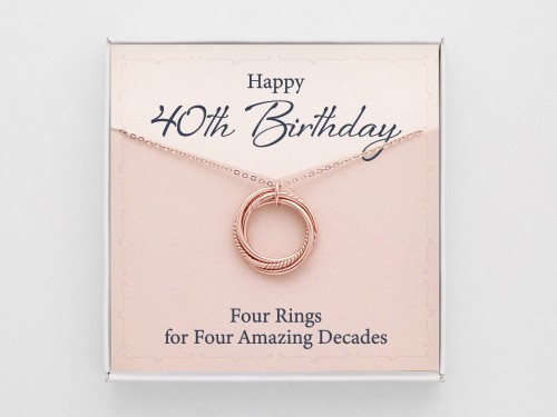 40th Birthday Necklace for Her - 4 rings