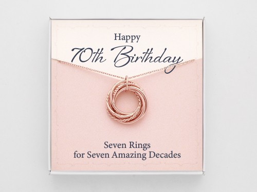70th Birthday Necklace for Mother & Grandma- 7 rings