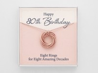 80th Birthday Necklace for Grandma or Mother - 8 Rings