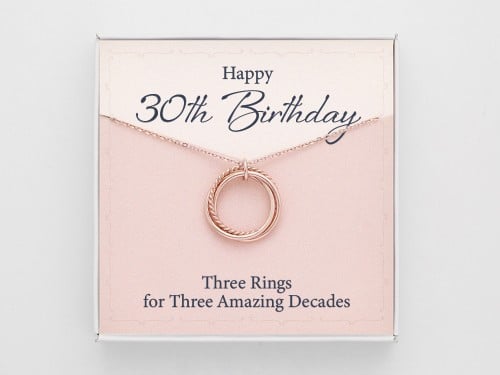 30th Birthday Necklace for Her - 3 rings
