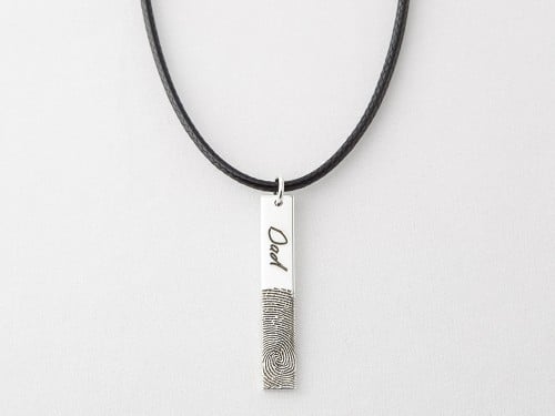 Fingerprint Necklace with Handwriting - Leather Cord