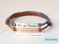 Leather Handwriting Bracelet - Curved Bar