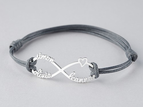 Infinity Name Bracelet For Mom - Leather Cord