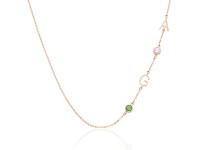 Sideway Initial Necklace With Birthstone