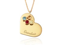 Grandma Necklace with Birthstones - Heart