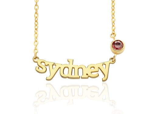 Name Necklace With Birthstone For Baby Girl
