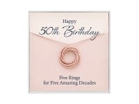 50th Birthday Necklace for Her - 5 rings